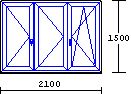okno trojkřídlé O-O-OS 2100x1500